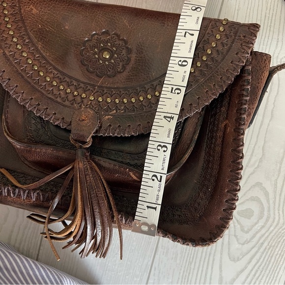 Patricia Nash Beaumont Flap Brown Crossbody Vintage Distressed Leather *READ - Picture 3 of 15